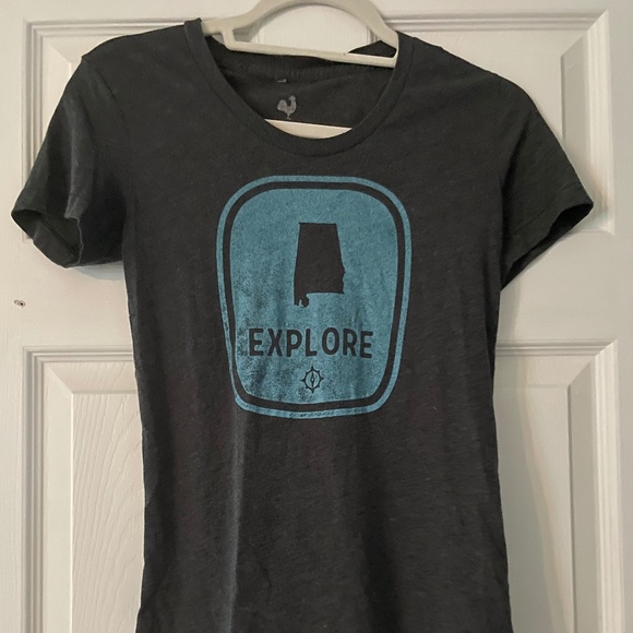 Boutique bought charcoal and blue medium  t-shirt "explore" - Picture 1 of 1